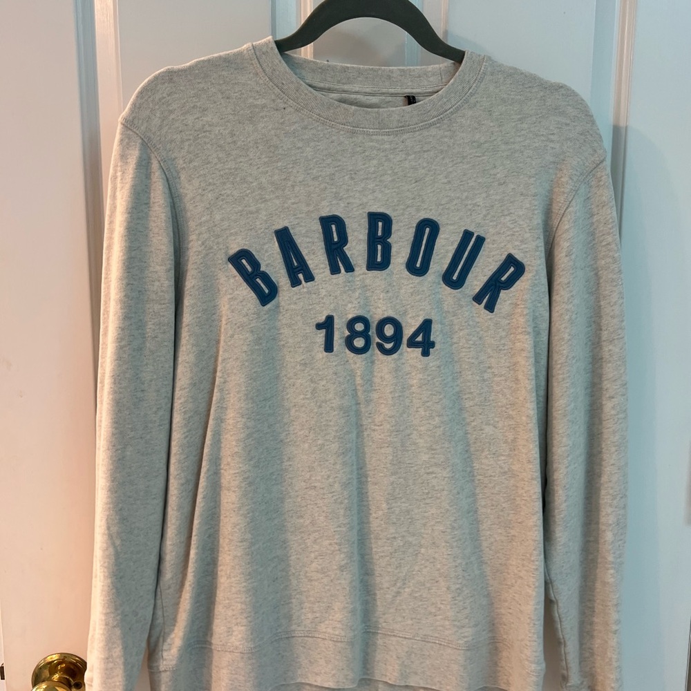 Barbour Light Gray Sweatshirt with Navy Accents